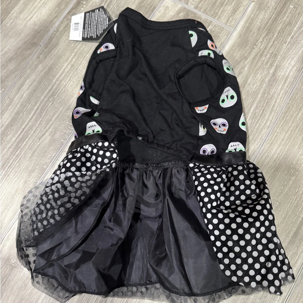Halloween black day of the dead skull dog dress - medium